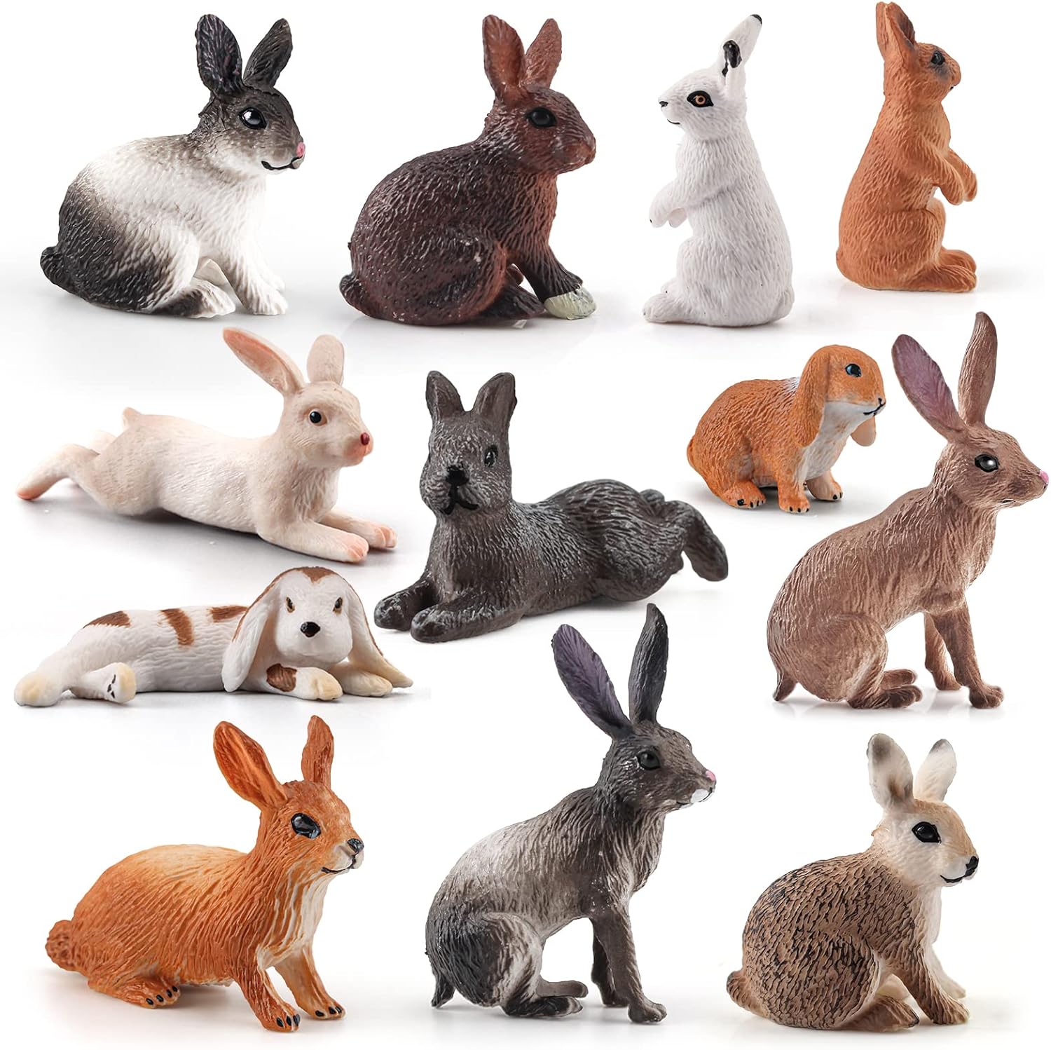 Amazon.com: 12PCS Bunny Figurine Bunny Toys for Kids Cake Toppers ...