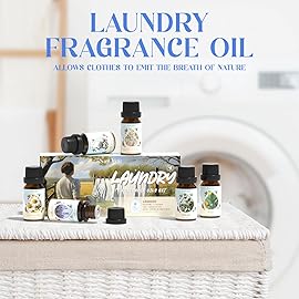 Soulorigin Laundry Fragrance Oils Set, Essential Oil Gift Set for Diffuser, Clean Scent Diffuser Oil, Use with Wool Dryer Balls or Diffuser,Chamomile, Fresh Cotton, Sage, Cedar, Lavender, Cherry Soap