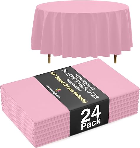 Miniatura 55 de Exquisite Mantel Redondo Premium Azul Claro 66% Más Grueso 0.5 Mil Paquete de 12 Manteles de Mesa de Plástico Desechables de 84 Pulgadas Mantel Azul