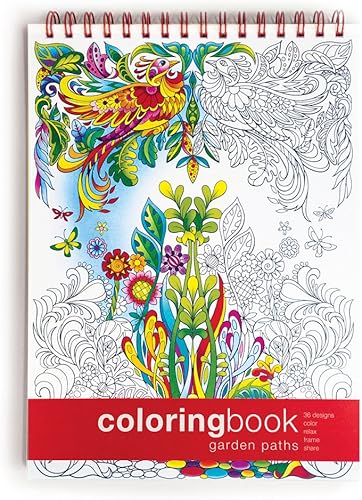Libro para colorear senderos de jardín  Escenas de jardín y diseños de animales intrincados para aliviar el estrés, la relajación y la creatividad