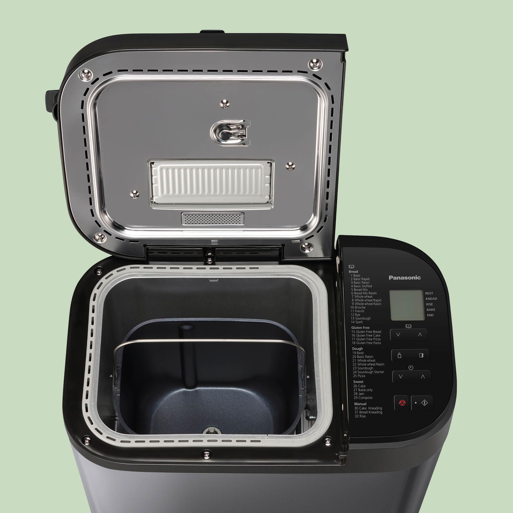 Panasonic SD-YR2540 Premium Grigio Macchina per il pane completamente automatica, design orizzontale e dispenser per lievito, 32 programmi automatici, due sensori di temperatura, tempo predefinito di