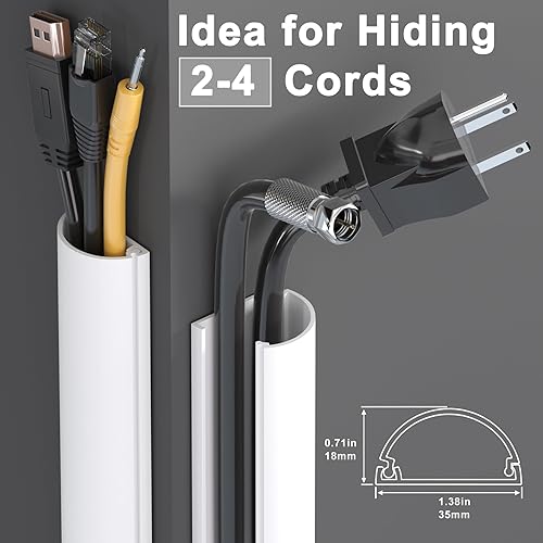 Miniatura 2 de ZhiYo Cable Hider de 34 pulgadas, para 2-4 cables, cubiertas de cable para montaje en pared, cubierta de cable, pared, canaleta de cable blanco, 2 x