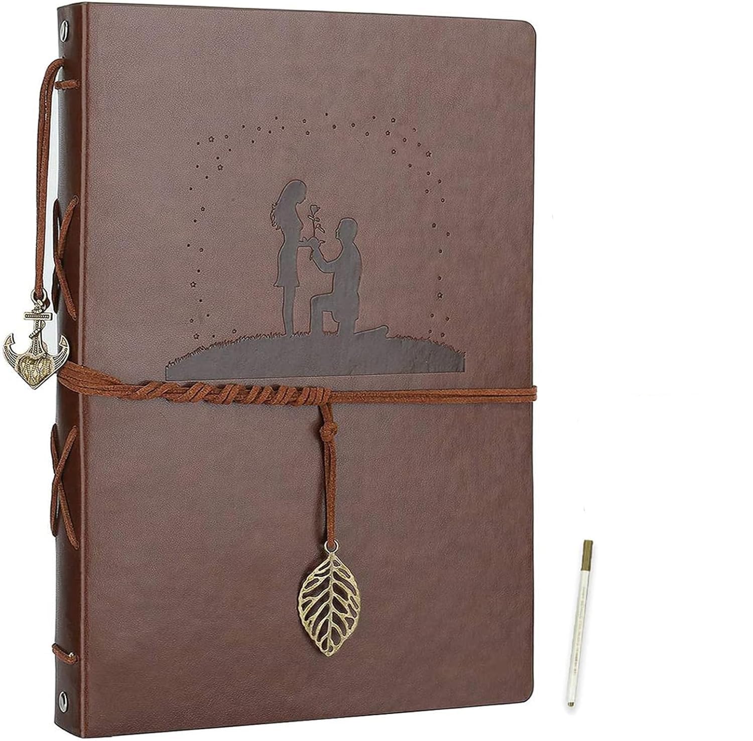 AIOR Fotoalbum Selbstklebend Einkleben, Groß Leder Scrapbook Fotoalben zum Selbstgestalten 60 Weiß Seiten, DIY Fotobuch für Hochzeit Geburtstag Jahrestag (Hochzeit)