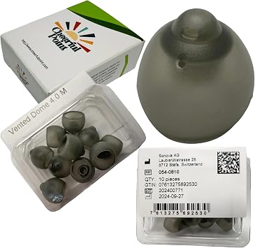 Phonak 4.0 Vented Hearing Aid Domes, Medium Size 0.35 inch=9 mm, 10 Domes in 1 Pack, Hearing aid Domes Manufactured by Sonova in Switzerland OEM, 054-0810