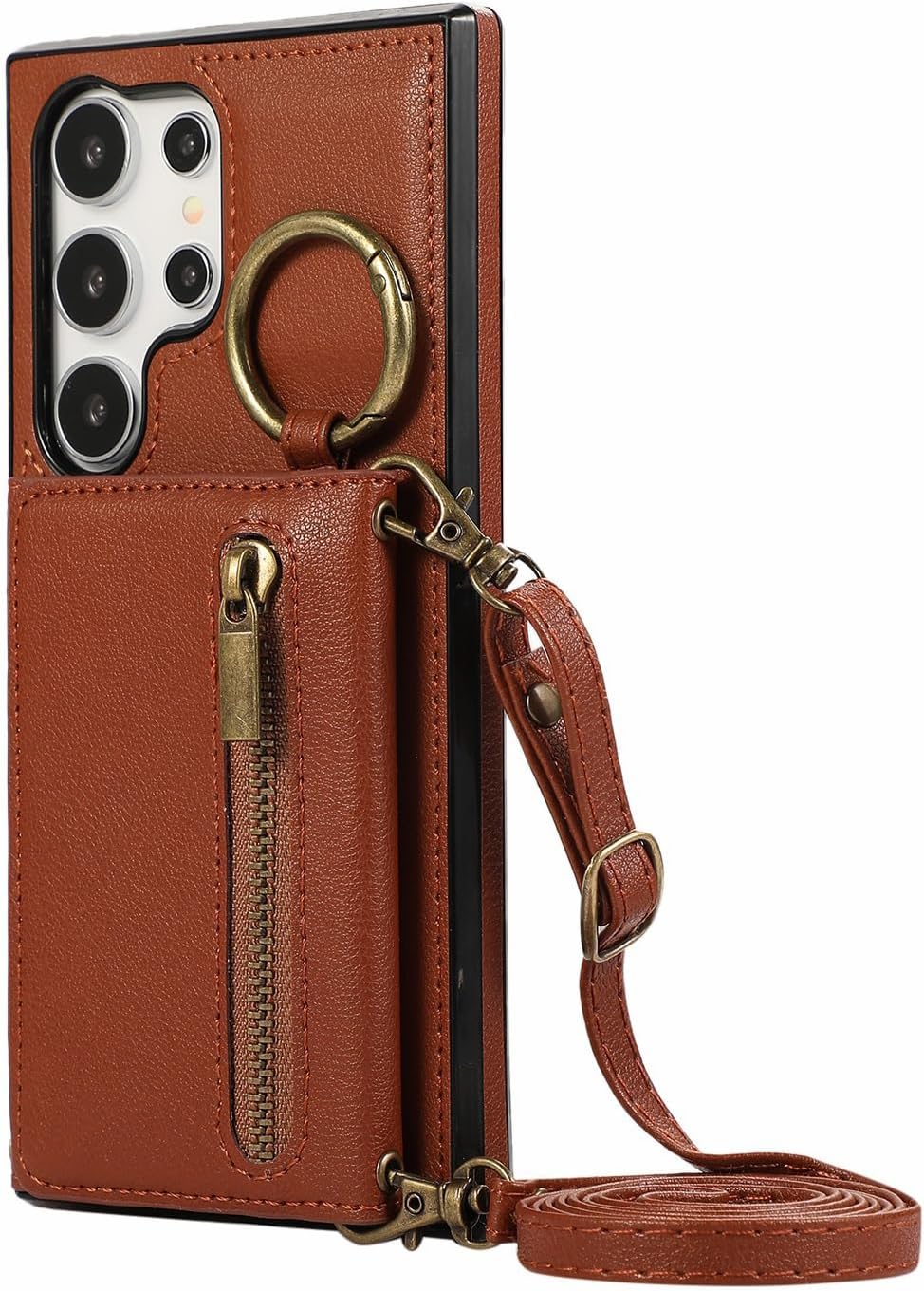 Wallet Case for Samsung Galaxy S26/S26 Plus/S26 Ultra, Detachable Lanyard Ring Flap Leather Cover, Card Holder Stand Shockproof Shell(Red,S26)