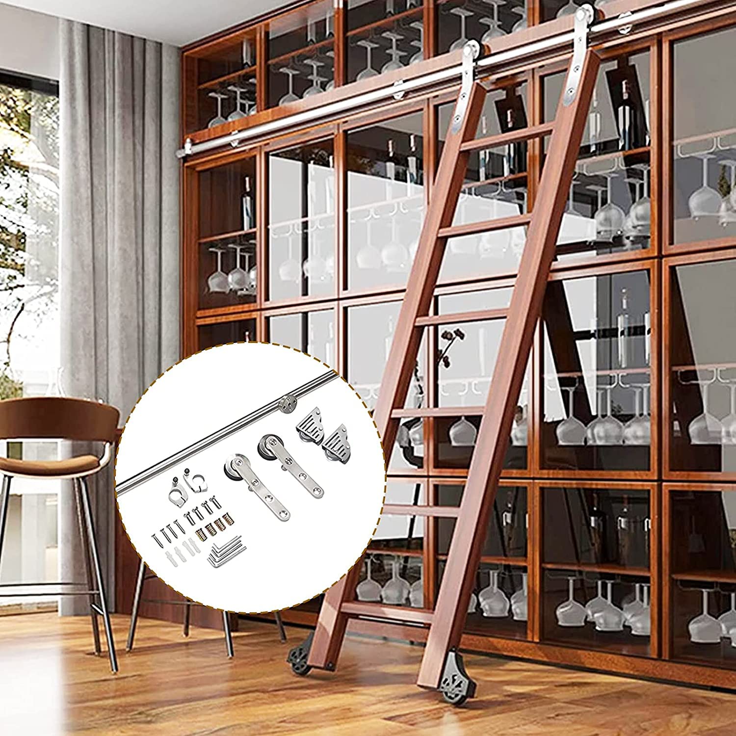 Rails pour échelle en acier inoxydable un kit de porte coulissante chic