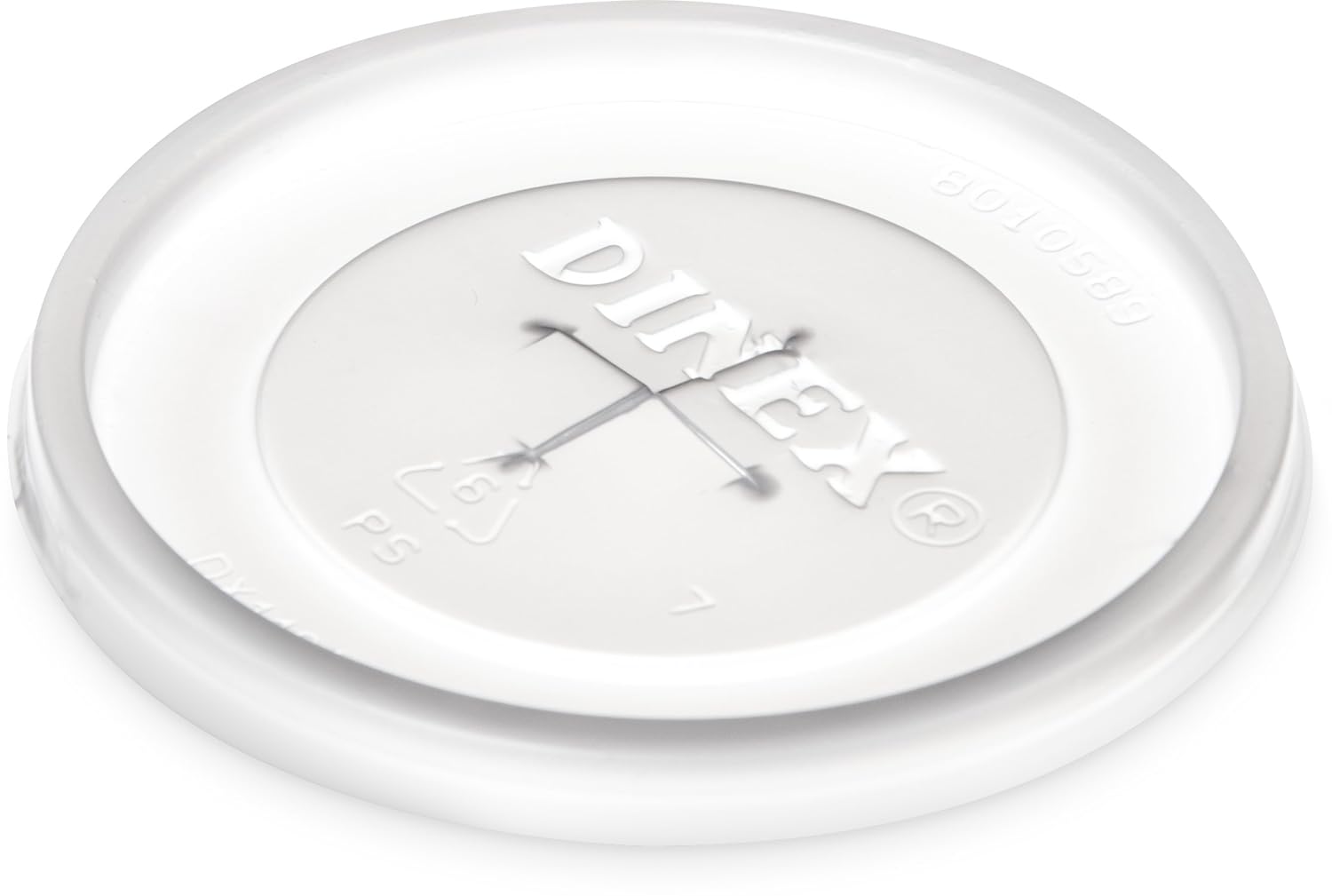 DINEX DX1191ST8714 Disposable Lid with Straw Slot for CFS Stackable and Louis Tumblers, 0.5" Height, 2.62" Width, 2.62" Length, Polystyrene, Translucent (Pack of 1000)