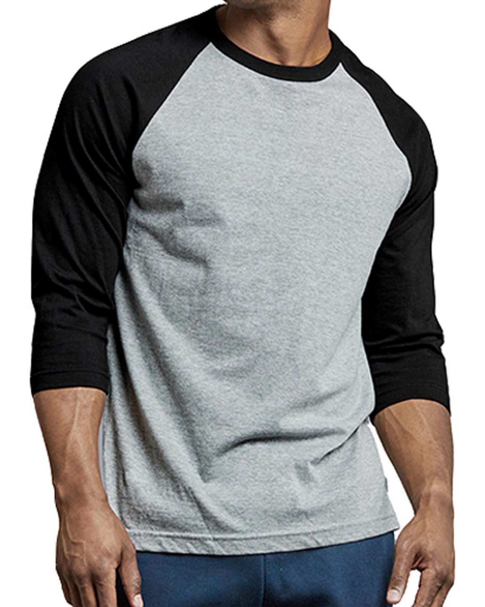 Men's Raglan Baseball Tee Shirt - Cotton Two Tone Casual Athletic Top