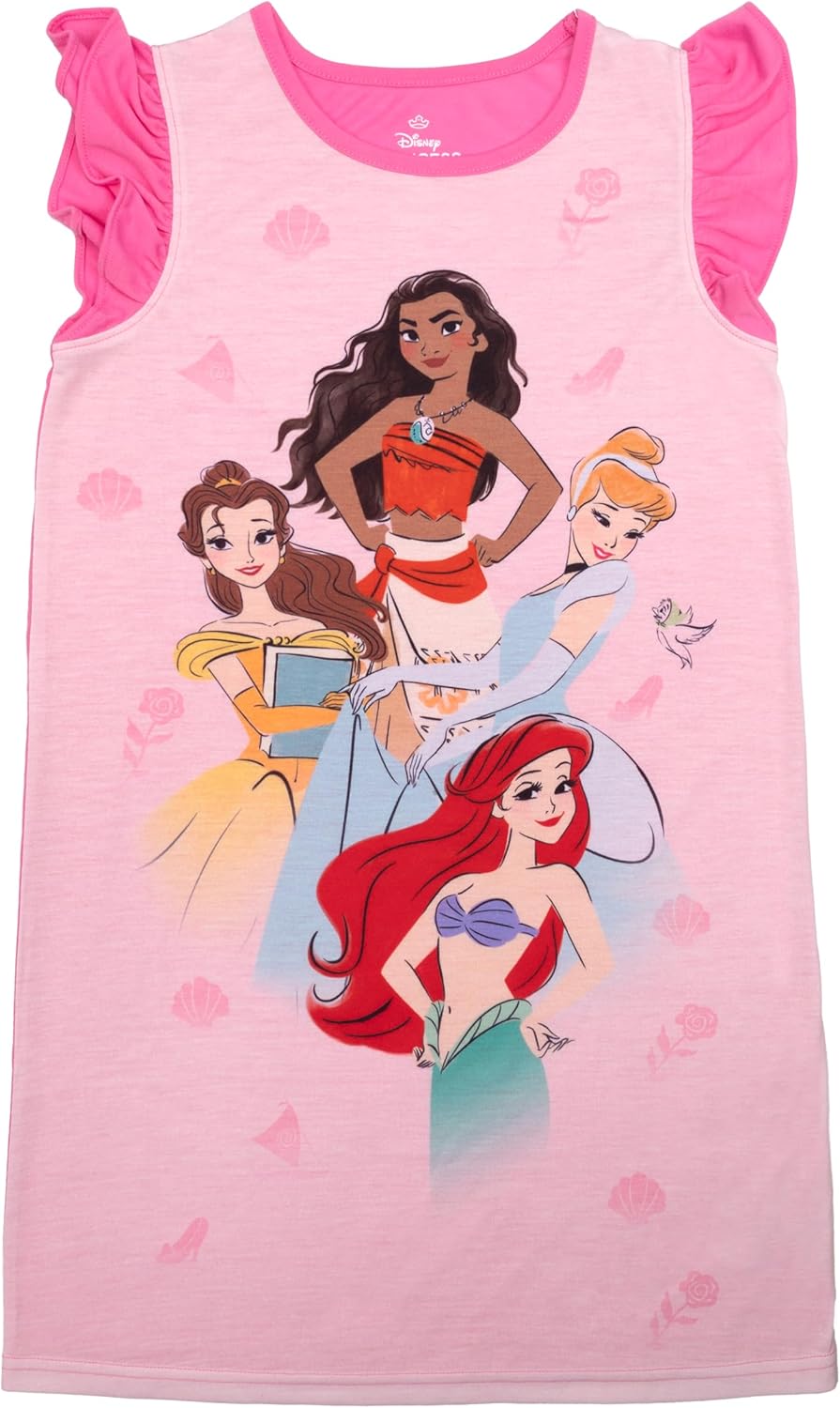 Disney Girls' Dress Nightgown, Short-Sleeve Fantasy Gown, Soft & Cute Pajamas for Kids