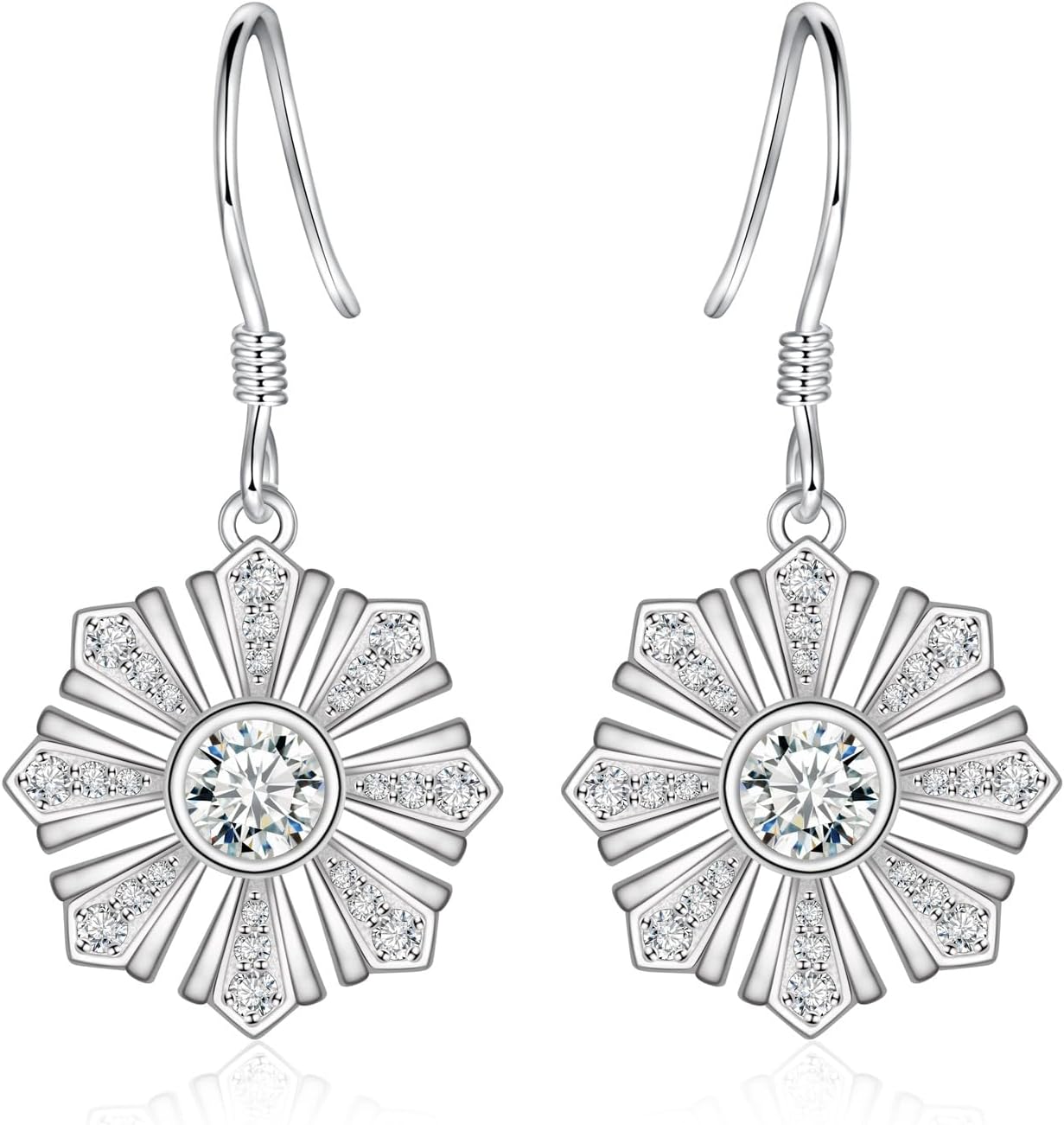 Silver Philippine Sun Dangle Earrings - Hypoallergenic Sun Earrings Filipino Sun dangling Earrings Charm Sun Jewelry Gifts for Women Men