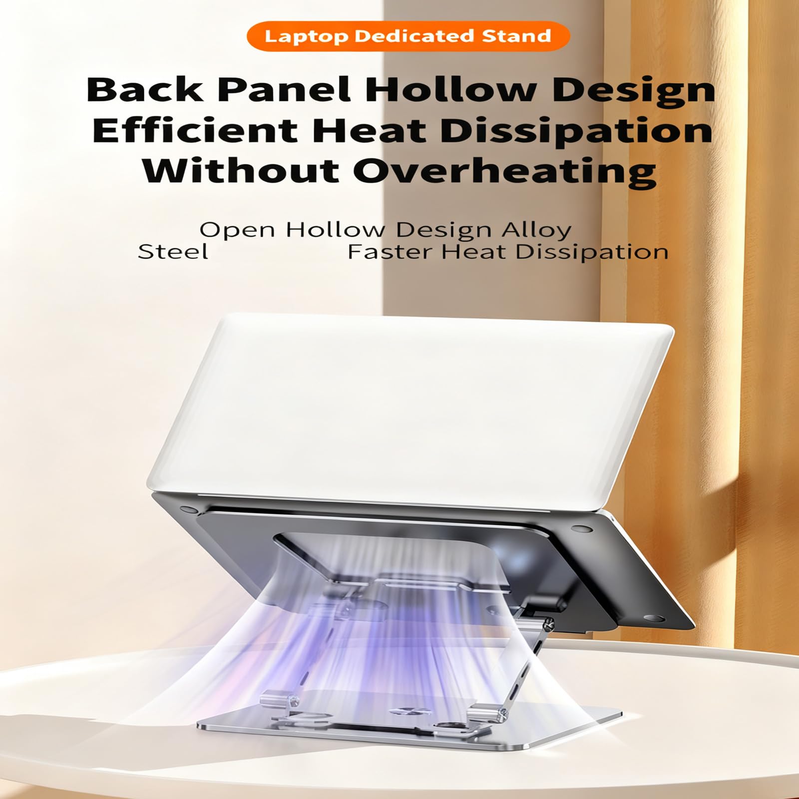 Soporte de refrigeración ajustable de dos ejes para laptop, marco de aleación de aluminio, base giratoria de 360 grados, suspensión ergonómica de escritorio para 10 dispositivos de 17 pulgadas