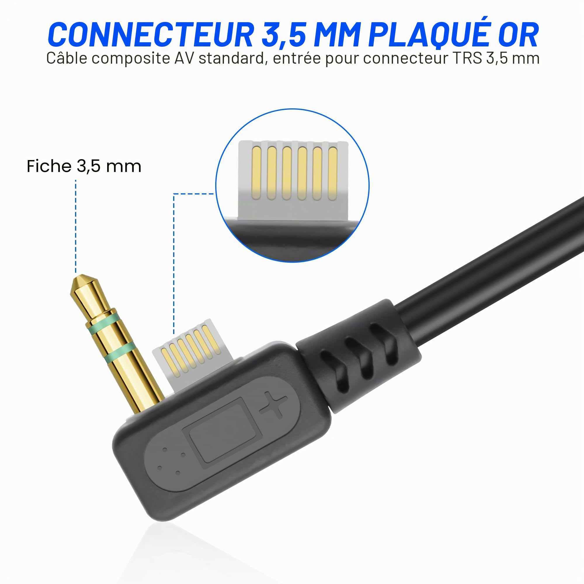 MEIRIYFA Compatible avec PSP AV Audio Vidéo 3RCA câble adaptateur pour PSP 2000 3000 HDTV HD Composant Audio Vidéo Câble de rechange (noir, 1,8 m)