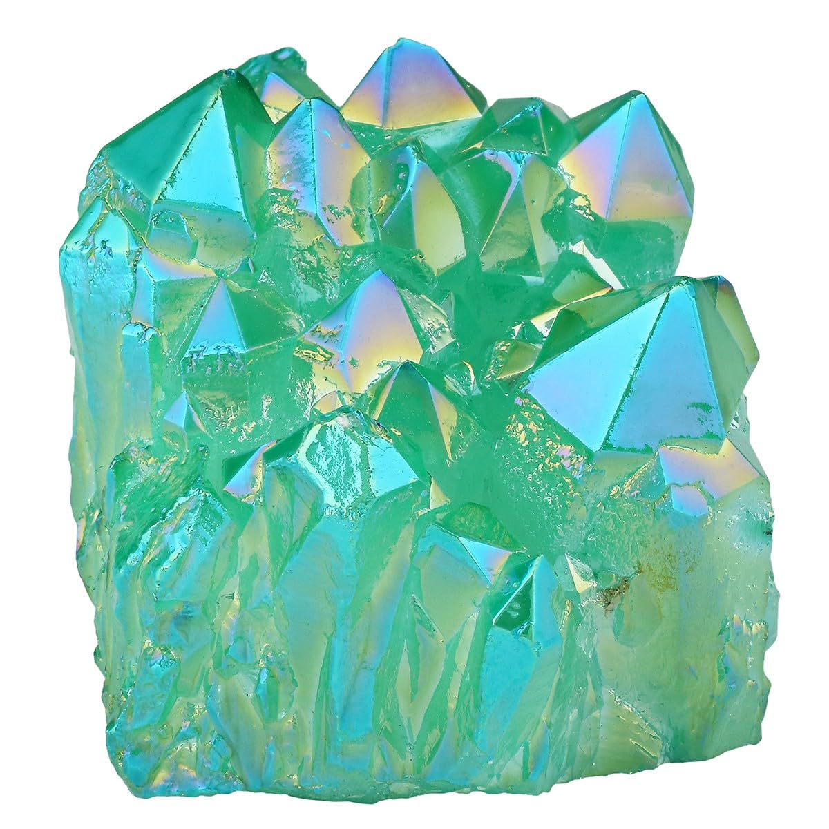 KYEYGWO Rock Crystal Cluster Quartz Stone,Titanium Coated Natural Drusy Crystal Geode Raw Stone Mineral Rough Gemstone Reiki Feng Shui Stone Decor