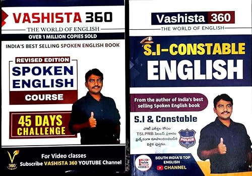 VASHISTA 360 SPOKEN ENGLISH 45 DAYS CHALLENGE COURSE &amp; Vashista 360 SI - Constable English combo ( BILINGUAL TELUGU TO ENGLISH LEARNING )