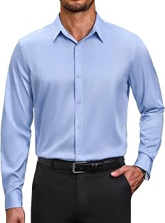 COOFANDY Men's Wrinkle Free Dress Shirt Stretch Long Sleeve Button Down Shirts Formal Business Shirt