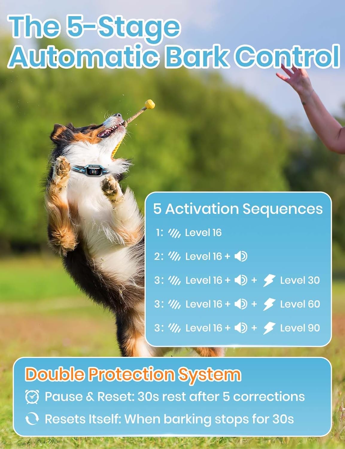 Smart 2-in-1 Dog Shock and Bark Collar - AI Anti-Misoperation, 3300FT Remote Training Collar, IPX7 Waterproof, 4 Modes (Tone, Vibration, Safe Shock, Auto Anti-Bark) for Dogs