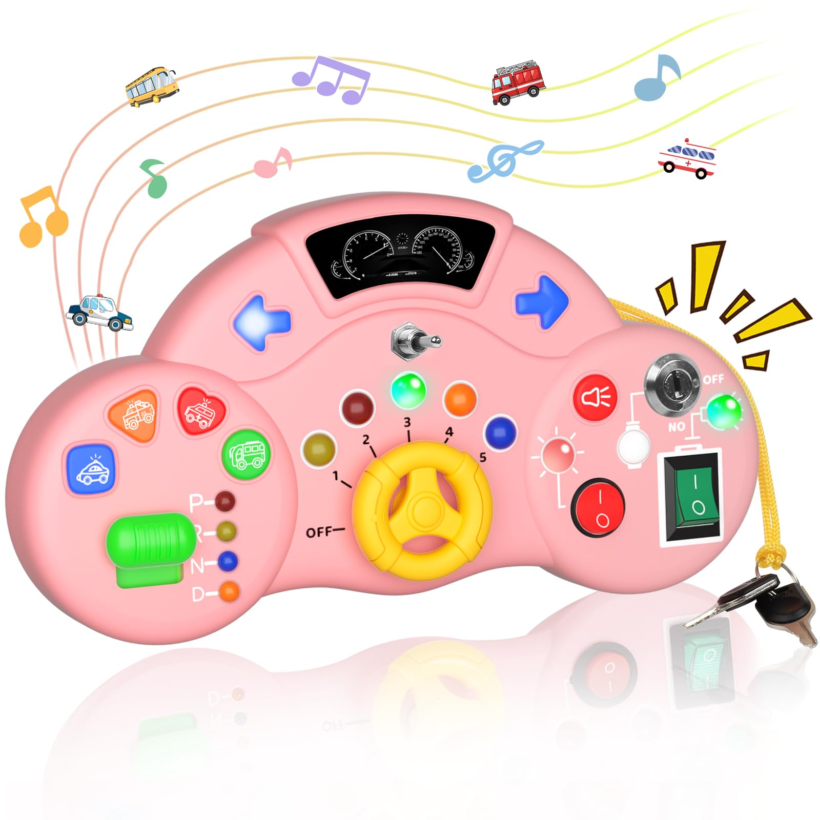 Toddler Montessori Busy Board with Led Light, Musical Light Switch Toys Sensory Board Learning Activities for 1 2 3 4 Year Old, Preschool Educational Travel Toys for Kids 2-4 Boy Girl