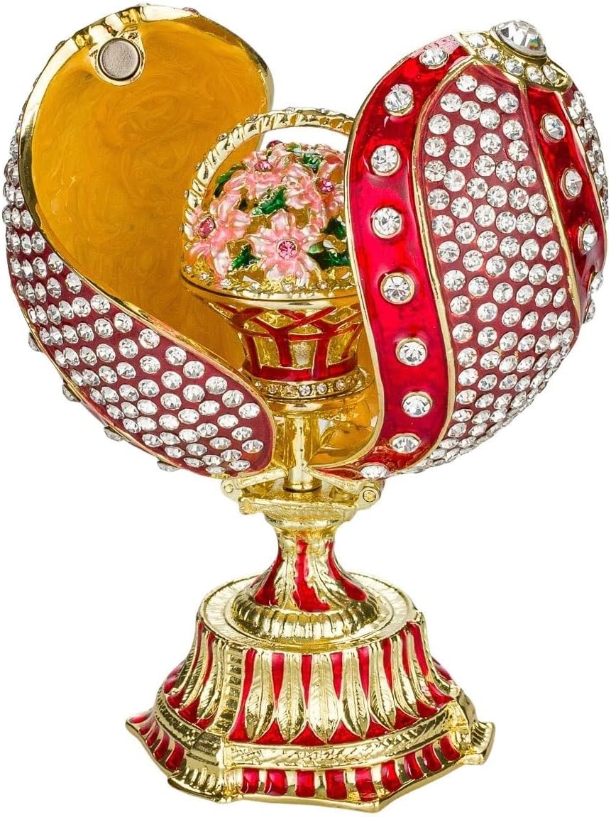 Keren Kopal - Blauw Faberge ei juwelendoos met binnenin een mooie blauw koets