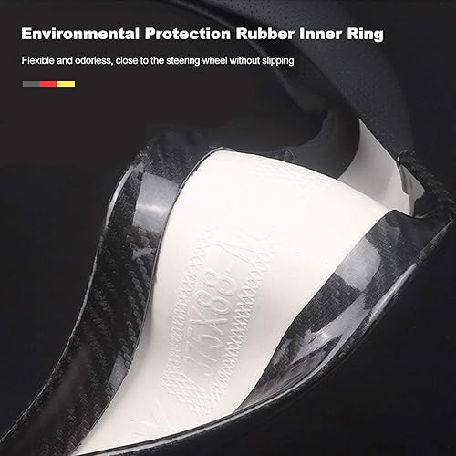 Miniatura 2 de Ergocar Funda para volante de auto Sport de fibra de carbono y cuero PU antideslizante - Protector universal para volante de auto de 38 cm (15")