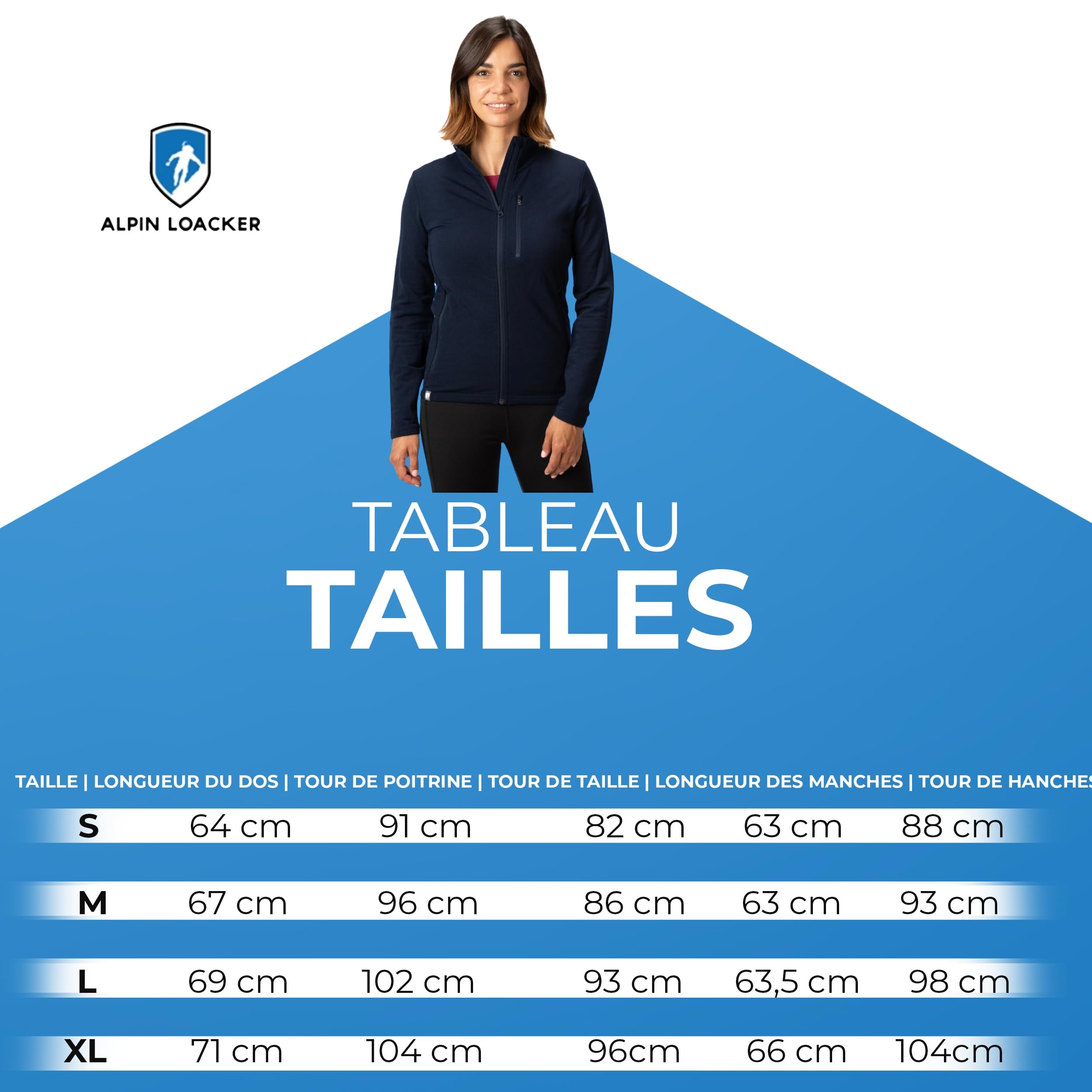 ALPIN LOACKER Veste mérinos pour femmes 270 g/m² pour l'extérieur et les loisirs