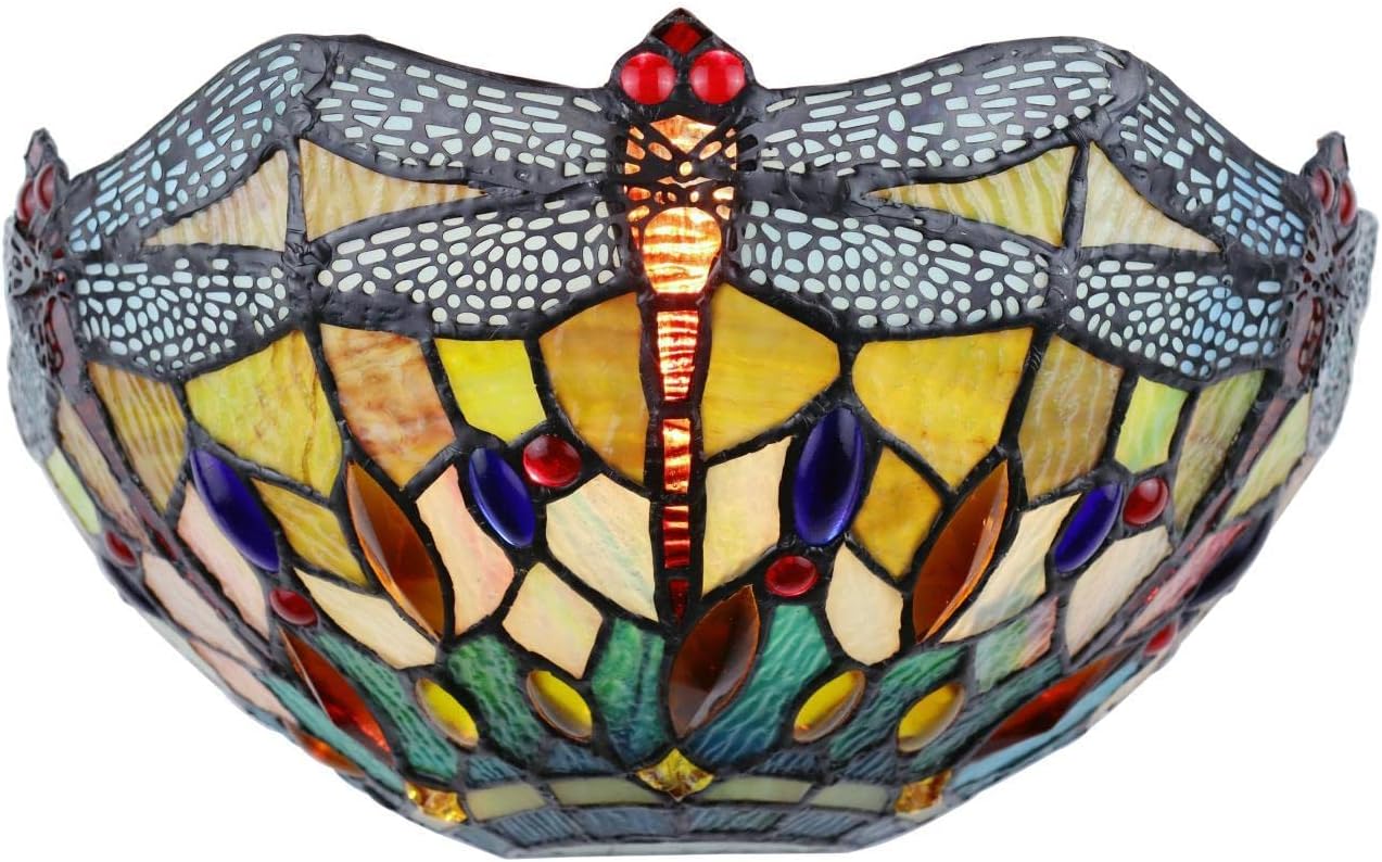 Chloe Lighting Empress Dragonfly Tiffany-Style Dark Bronze 1 Light Wall Sconce 12" Wide