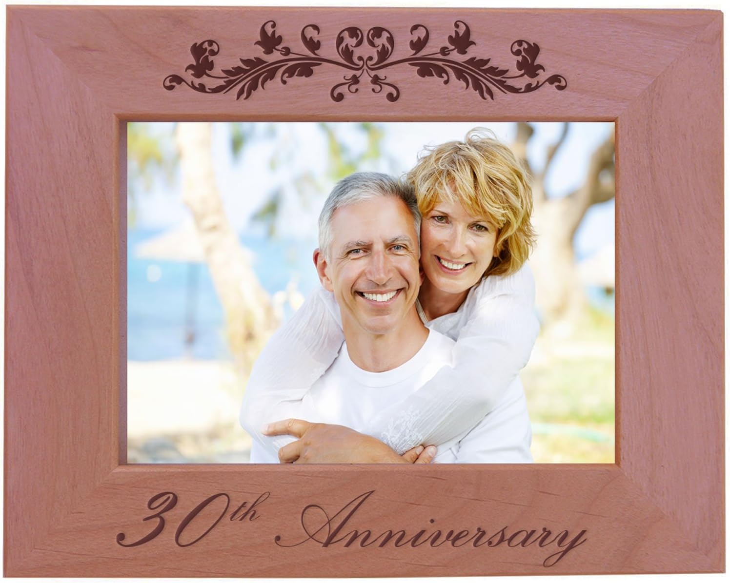 CustomGiftsNow 30th Anniversary - Wood Picture Frame - Fits 5x7 Inch Picture (Horizontal)