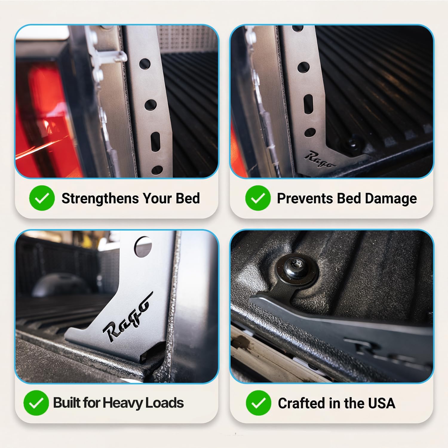 Rago Fabrication Bed Channel Support Kit Compatible with 2022-2026 Toyota Tundra, Structural Reinforcement for Truck Bed, 3/8-Inch Steel Braces