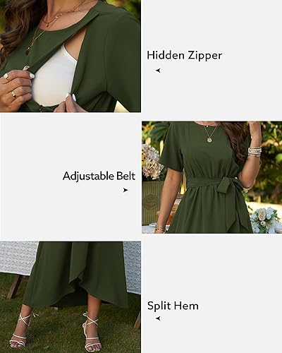 Miniatura 5 de Arach&Cloz Vestido de maternidad para mujer, vestido de verano de manga corta para sesión de fotos de lactancia, baby shower