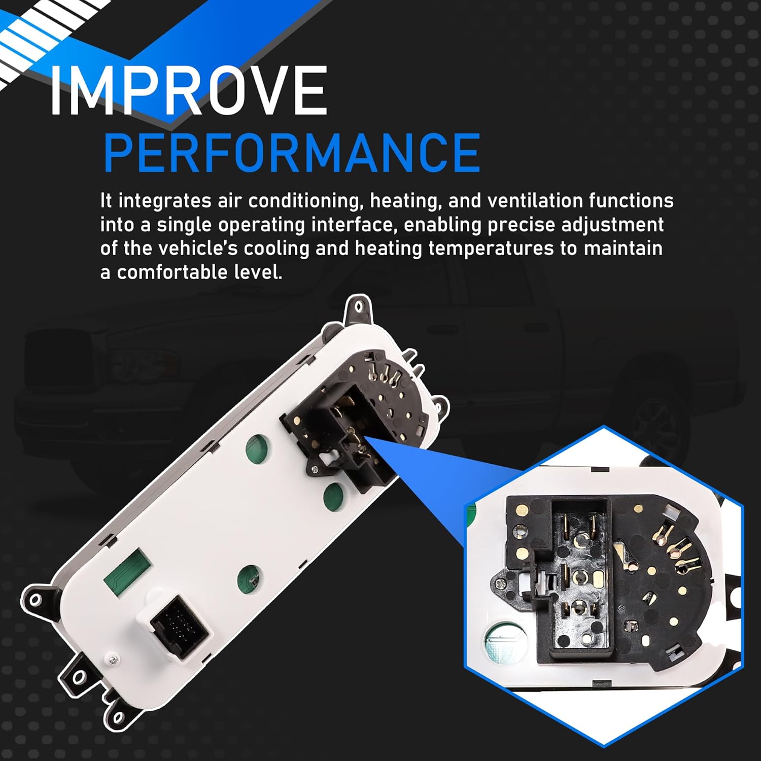Air Conditioning Heater Climate Control Switch Module Panel Compatible with 2001-2005 Dodge Ram 1500 2500 3500 Dakota Replaces 599-212 55055905AA 55055905AD 55055905AE 55055905AF 55056246AA