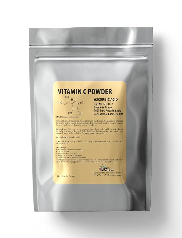 Talsen Chemicals Vitamina C em pó (ácido ascórbico) para cuidados da pele, 113 g