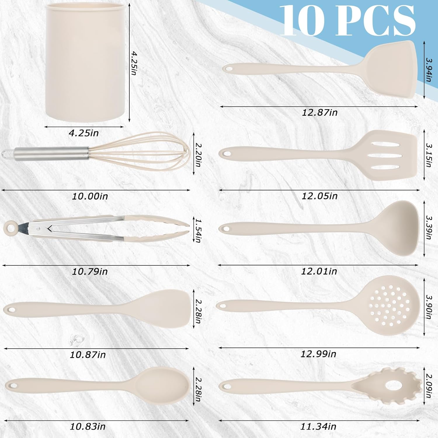 10PCS Silicone Cooking Utensils Set, Heat Resistant Kitchen Utensils Silicone Spatulas Set Gadgets Tools Set for Nonstick Cookware Dishwasher Safe