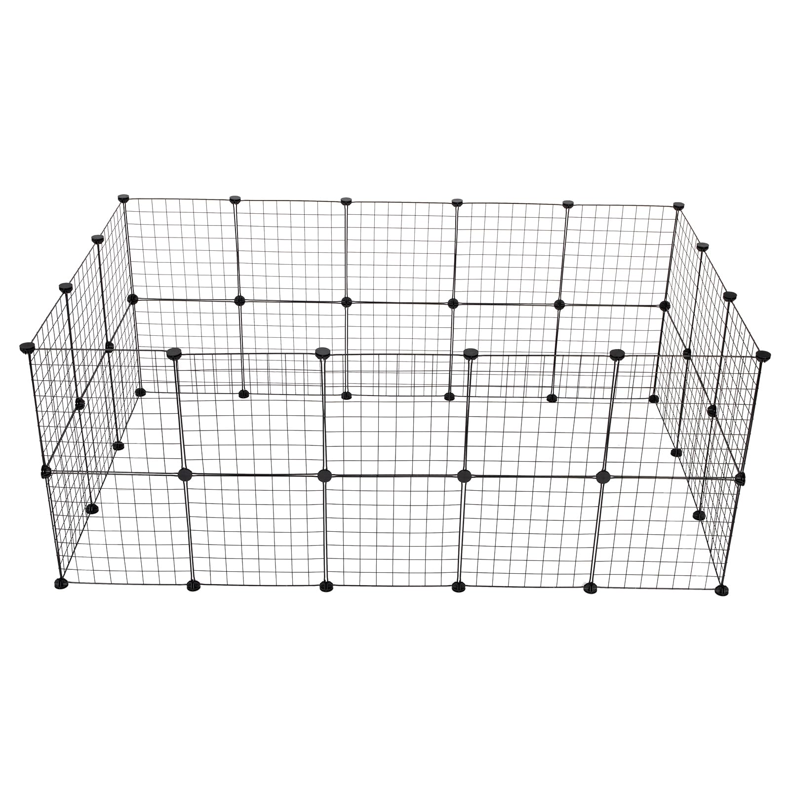 Parc Enclos, DIY Porte Petit Animal Pet Fence, Cage, Clôture, Intérieur, Modulable, pour Cochon d’Inde, Lapin, Hérisson, Petits Animaux, Panneaux Grillagés, 175 x 105 x 70 cm, 32 PCS, Noir