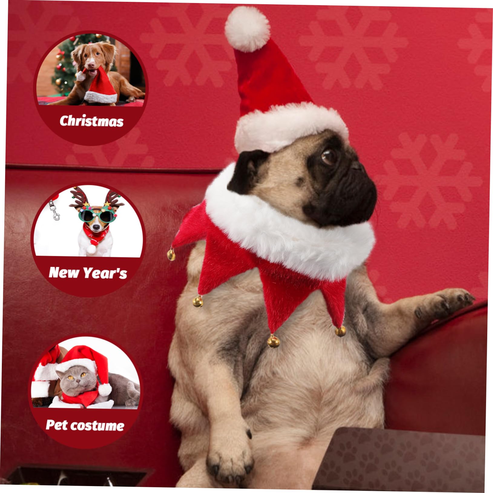 Collier de Noël pour Chien avec Clochette Accessoire Léger et Facile à Enfiler Collier Classique pour Chiot et Chat