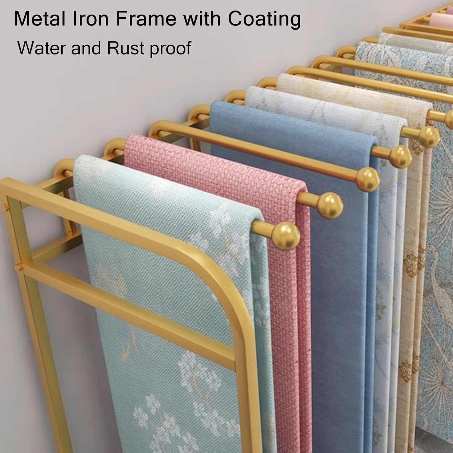 Retail Store Blanket Hanging Holder Space-Saving, Industrial Quilt Display Rack with Swivel Bar, Metal Scarf Storage Organizer Shelf for Bedroom Closet, Gold (Color : 31.5x20x53 in/80x50x135cm)