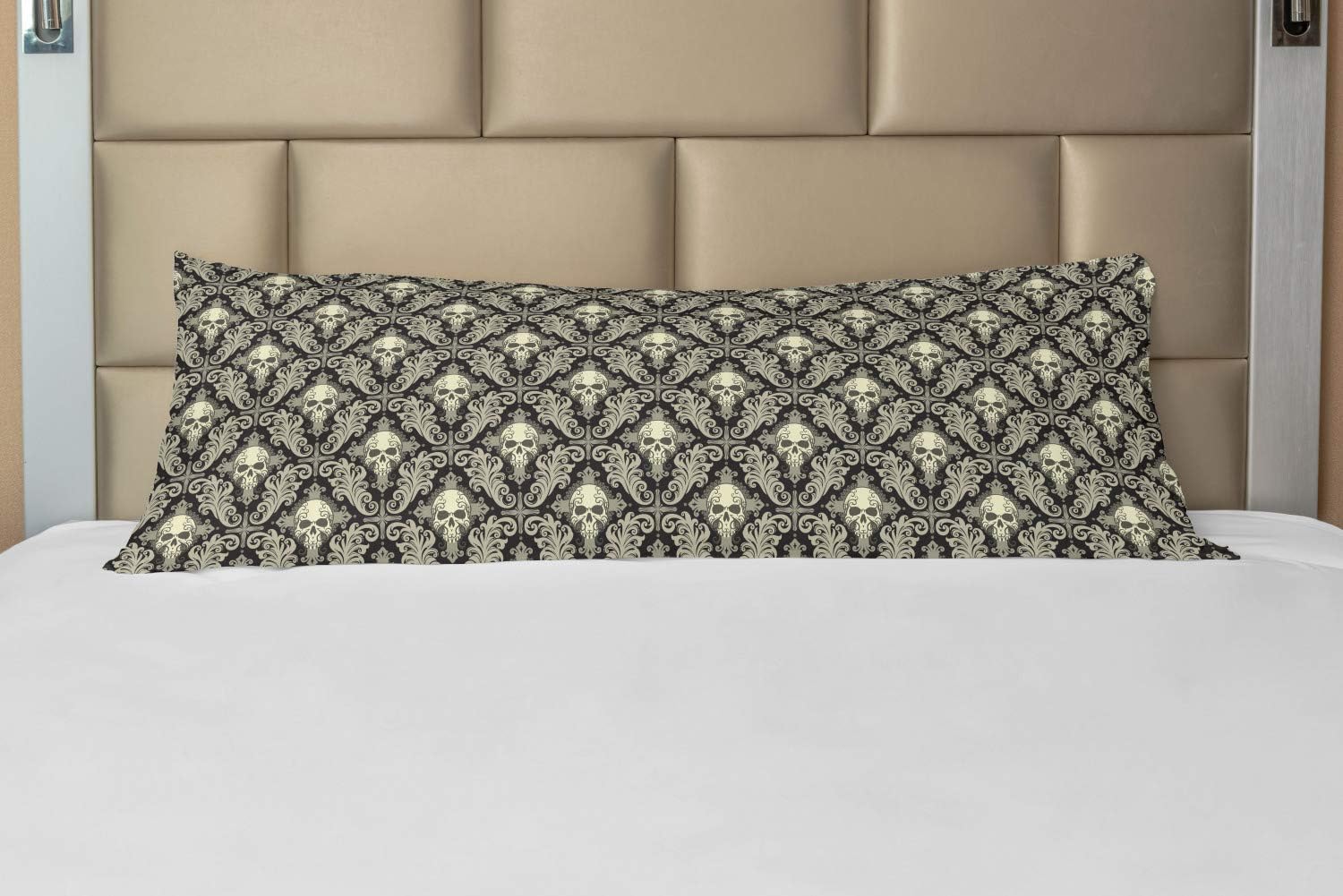 Lunarable Antlers Body Pillow Case Cover with Zipper, Monochrome Deer with Horn Rustic Country Life Characters Retro Graphic Design, Decorative Accent Long Pillowcase, 21" x 54", Black White