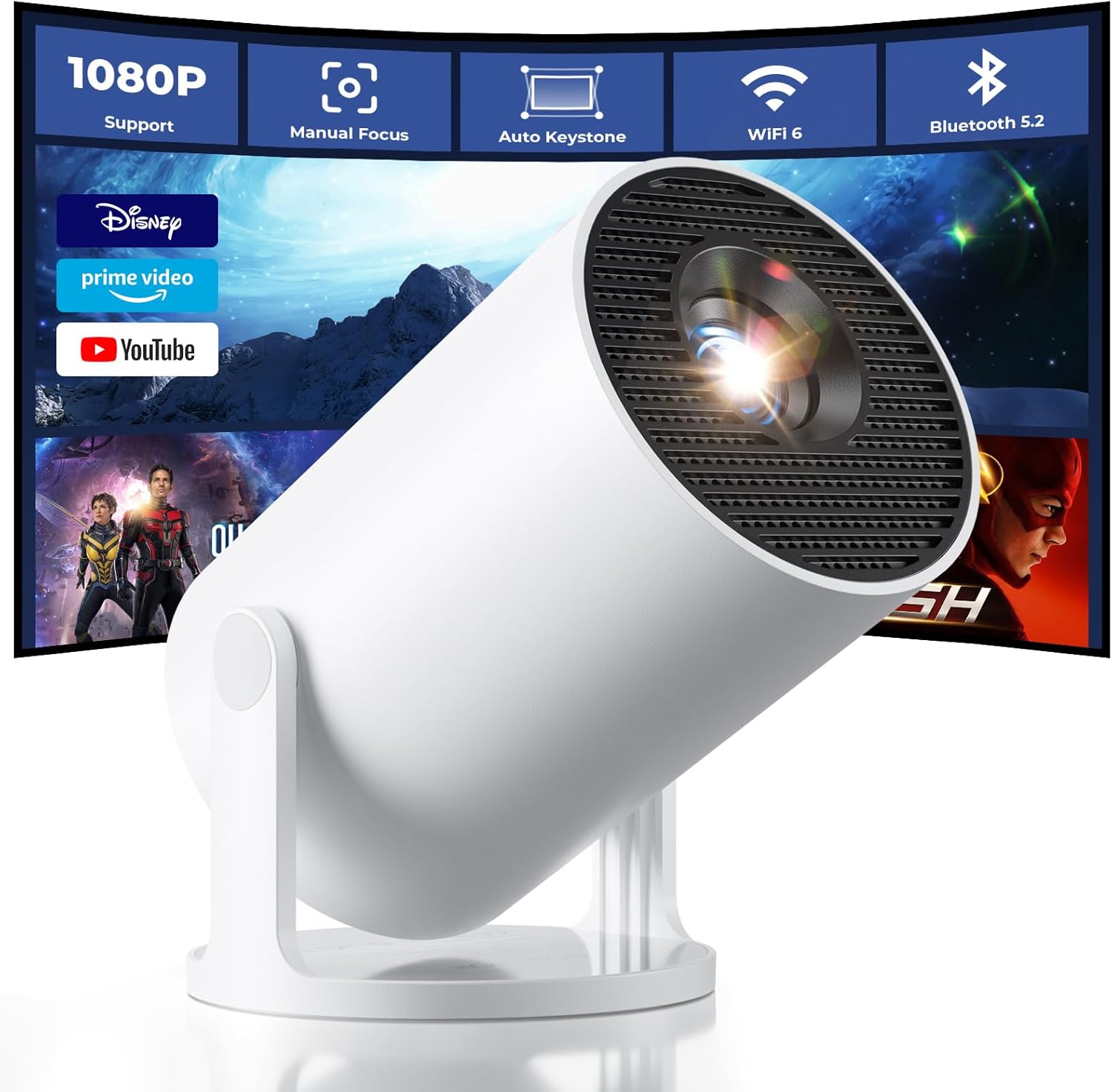 CLOKOWE Mini Projector with WiFi
