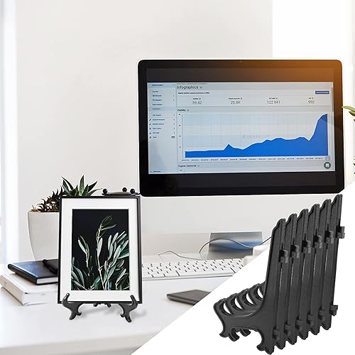 Miniatura 5 de Litoexpe 24 Pcs 3 Inch Black Plastic Easels Plate, Picture Frame Stand Holder Acrylic Display Easels, Baseball Card Display Stand