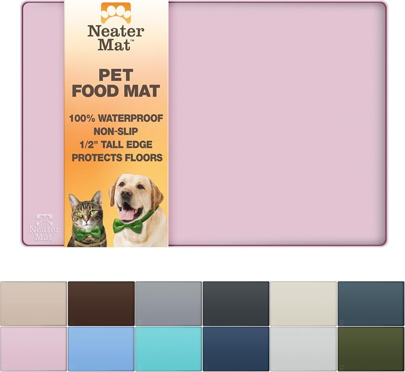 Tapete para Comedouro de Gatos e Cães em Silicone Impermeável Neater Pet Brands Light Pink 40,64 x 25,4 cm