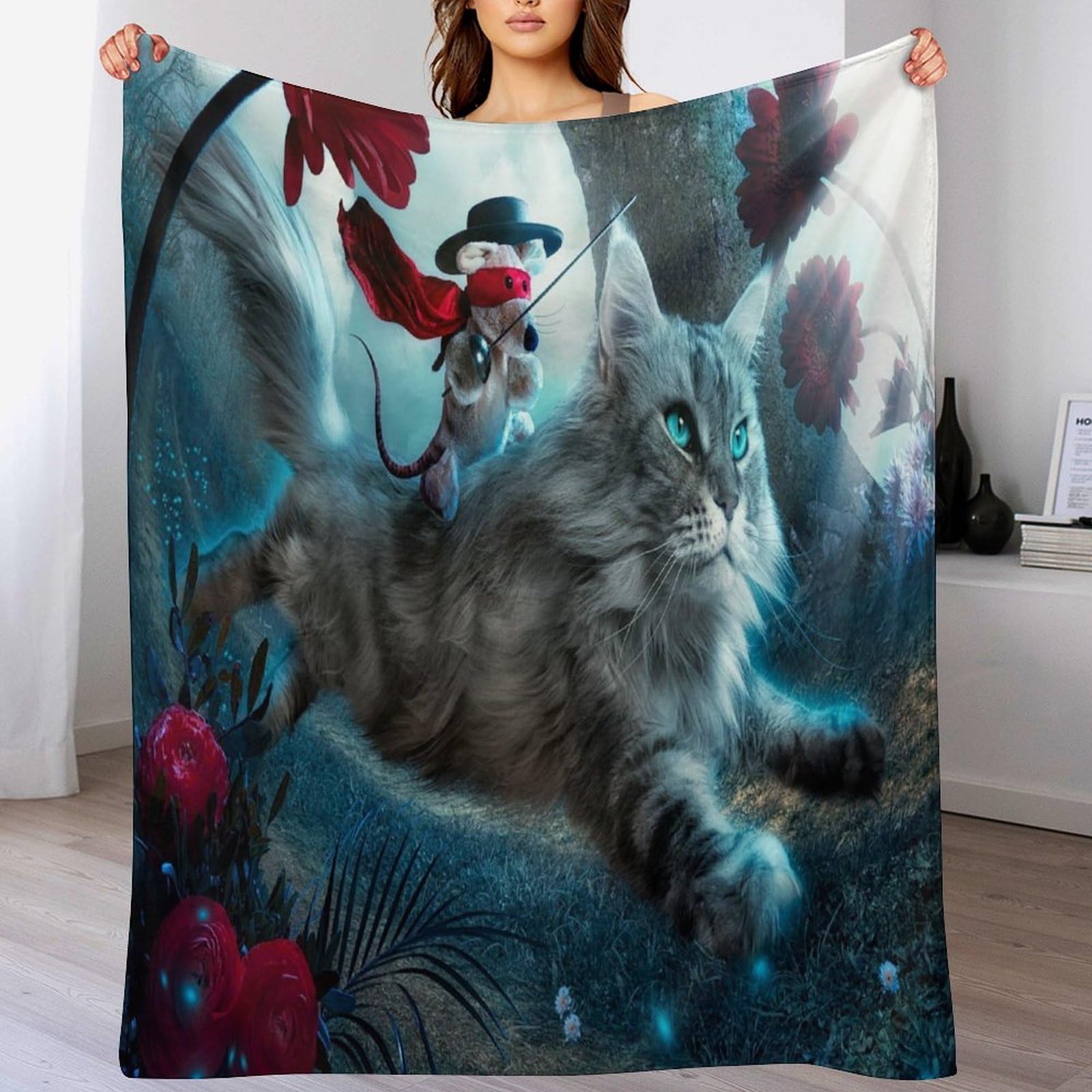 Couverture chat anti-poils pour canapé, plaid en flannel doux de 130x150cm
