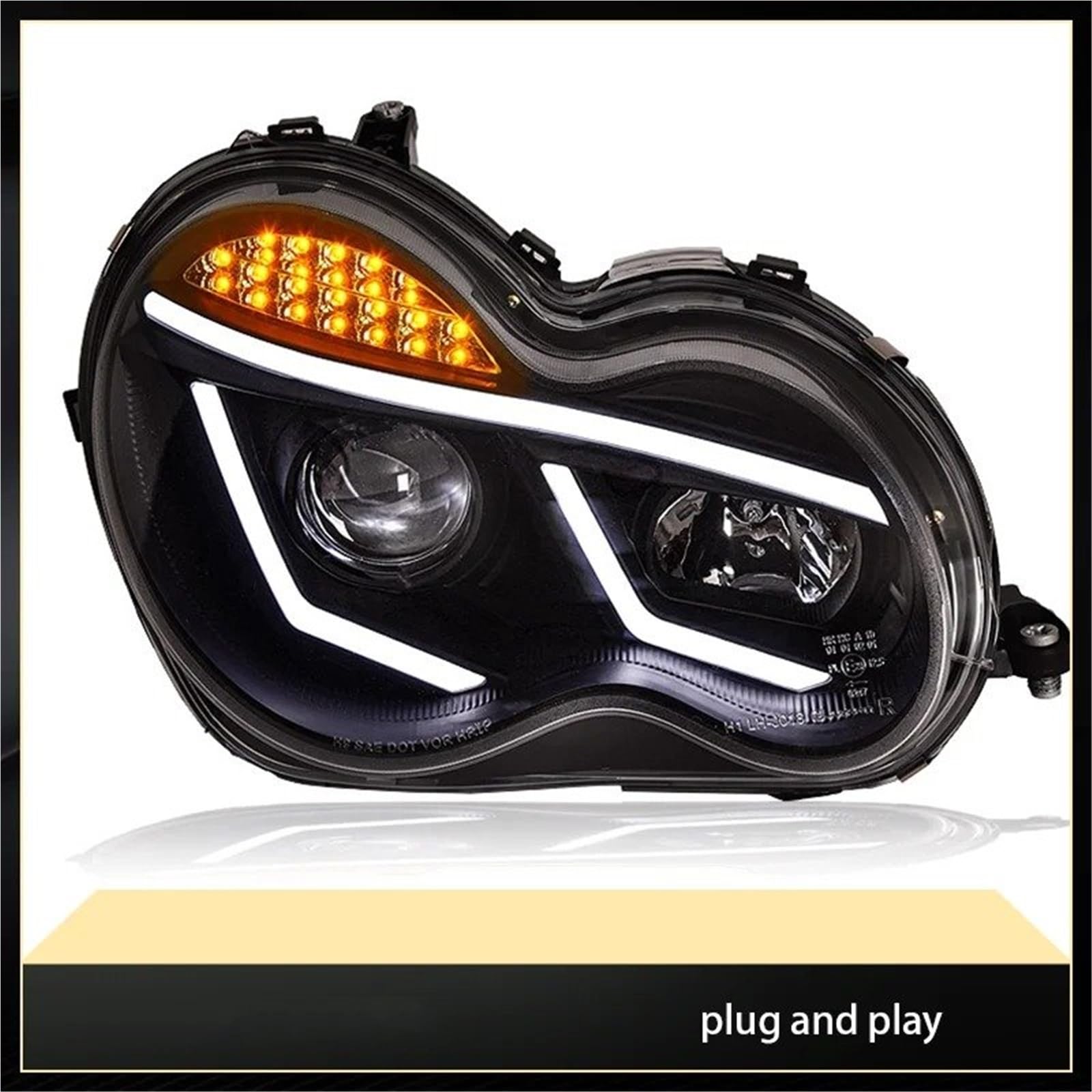Faro Anteriore per Benz W203 C180 C200 C230 C240 C320 2000-2006, Design Classico Completo, Gruppo Ottico Anteriore (anabbaglianti e abbaglianti).