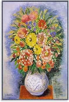 モイズ・キスリング、【花とミモザ】、希少な画集画、新品高級額 額装付 モイズ・キスリング、【花とミモザ】、希少な画集画、新品高級額