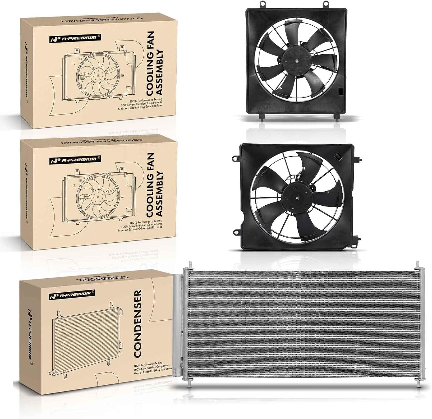 A-Premium A/C Condenser & Cooling Fan Assembly Compatible with Acura TLX 2015-2020 2.4L, Replace# 80110TZ3A01, 386165A2A02, 3PC-Set