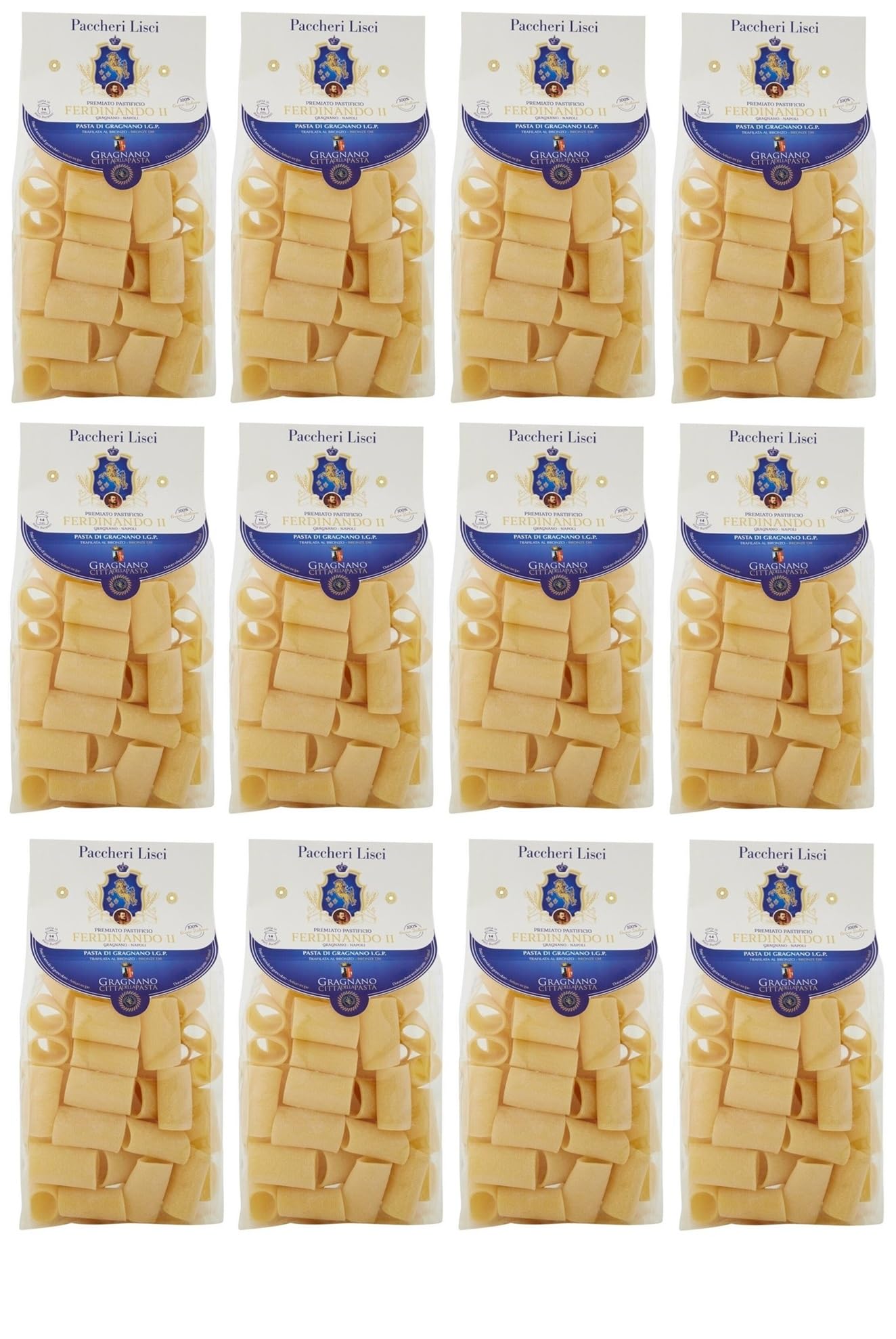 Rummo 12er-Pack Pastificio Ferdinando II Paccheri Lisci Pasta di Gragnano I.G.P.,Nudeln aus Hartweizengrieß 500g