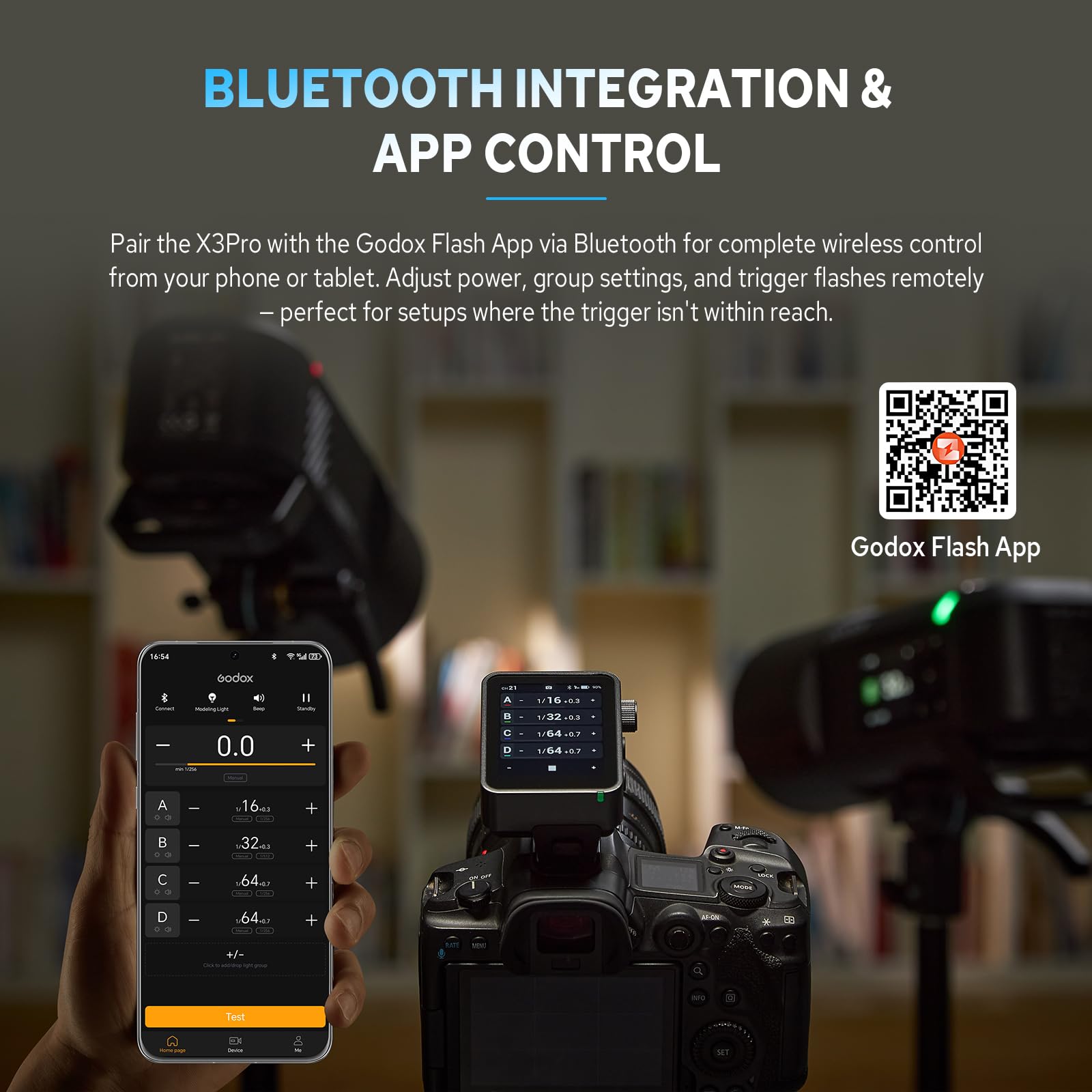 Godox X3Pro F TTL Wireless Blitzauslöser mit HSS Display für Fuji, TCM (Auto/Manuell/Mehrere Modi) Bluetooth Integration und APP Steuerung Wireless Speedlight Transmitter