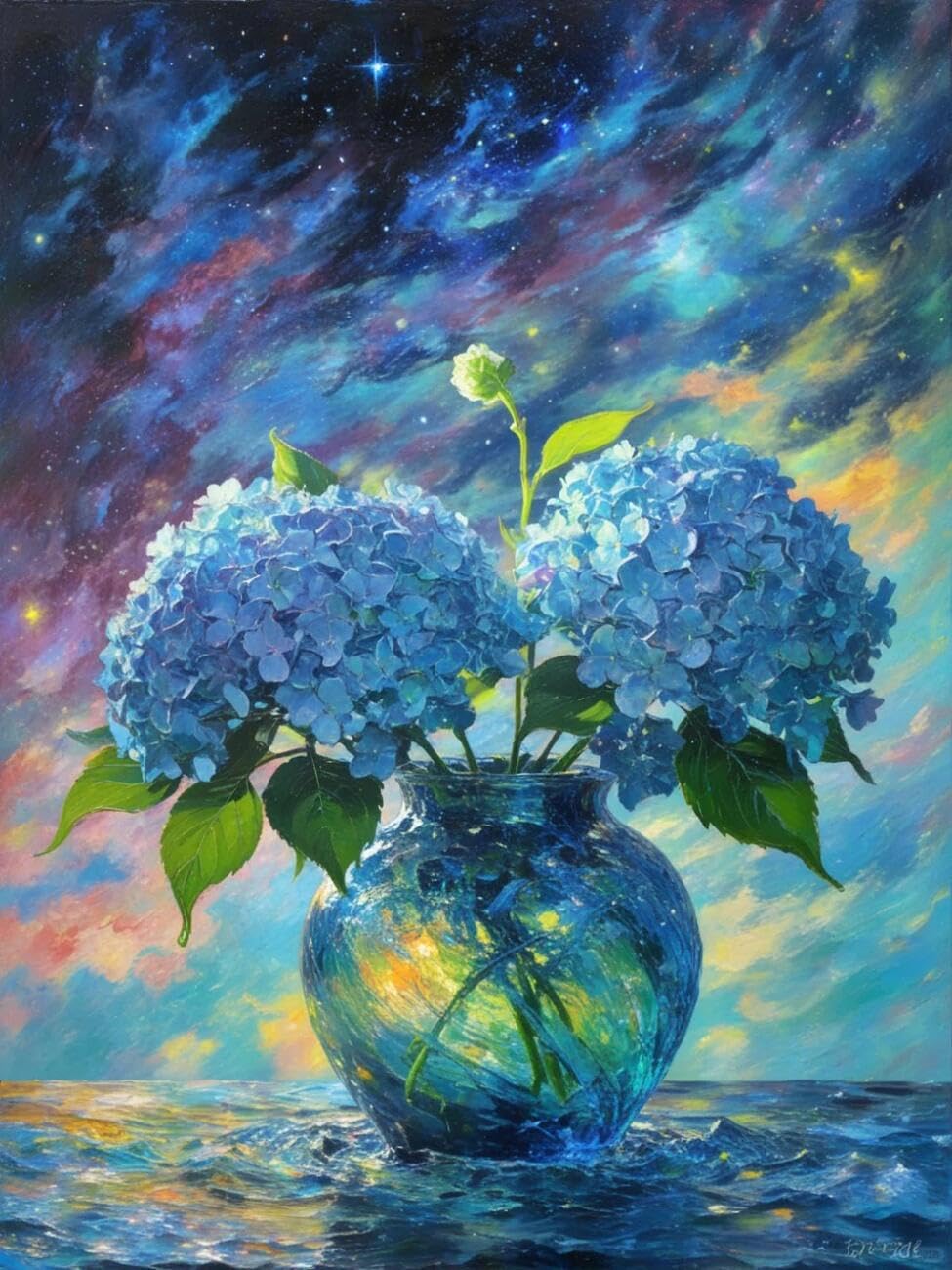 Henypt Cross Stitch Kits Fantasy Hydrangea Flowers DIY Arts Aand Craft Kit for Beginners The Elderly with Accessories Home & Leisure/Gifts 14CT 50x70cm
