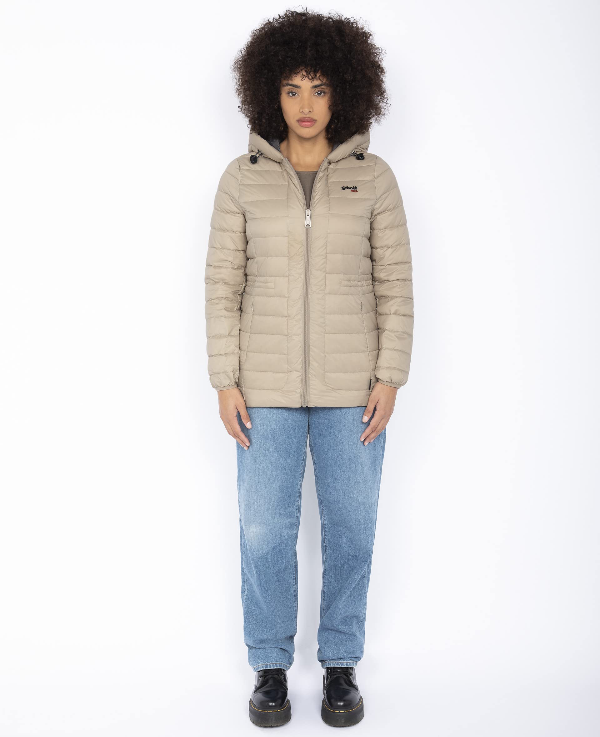 Schott NYC Piumino Lungo Leggero da Donna, con Piume Unisex-Adulto
