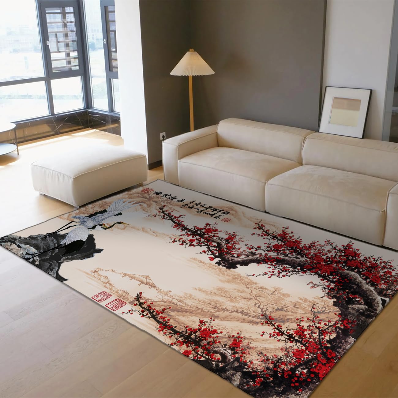 Tapis salon floral oriental rouge pour créer un coin zen et doux
