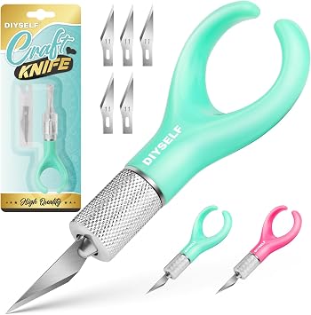 DIYSELF Precision Craft Knife, Fingertip Exacto Knife, 5 Extra #11 Blades