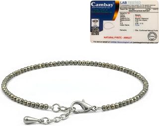 SHUBHDIVINE Natural Pyrite Anklet for Women | Lab Tested Stone | Adjustable Fit | High Quality Crystal Anklet for Success,... Price In India