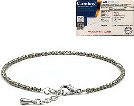 Natural Pyrite Anklet for Women | Lab Tested Stone | Adjustable Fit | High Quality Crystal Anklet for Success, Wealth Mindset & Elegant Style